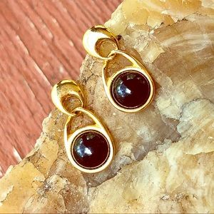 VTG RETRO cute black & gold pierced earrings